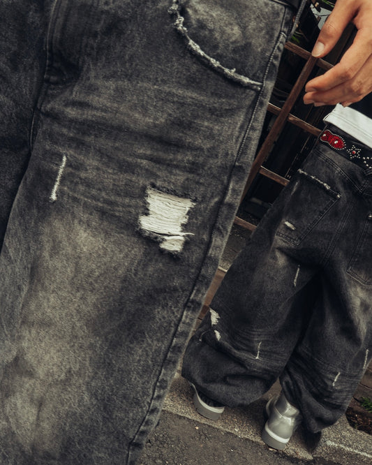 Heavy Distressed Baggy Denim