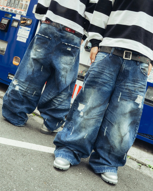 Heavy Distressed Baggy Denim