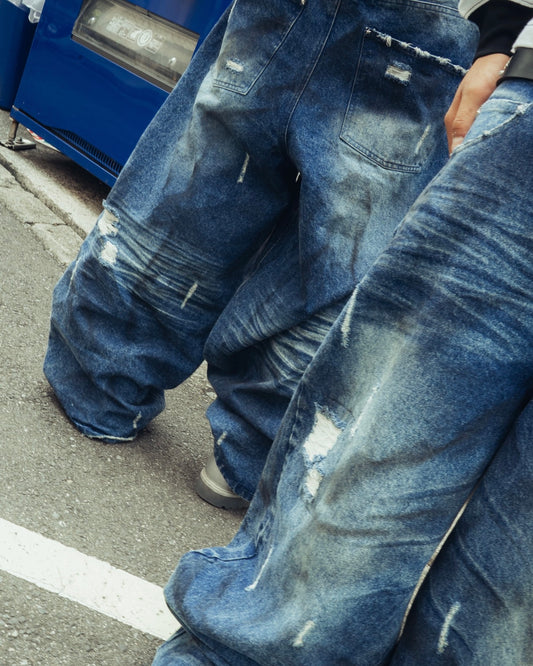 Heavy Distressed Baggy Denim