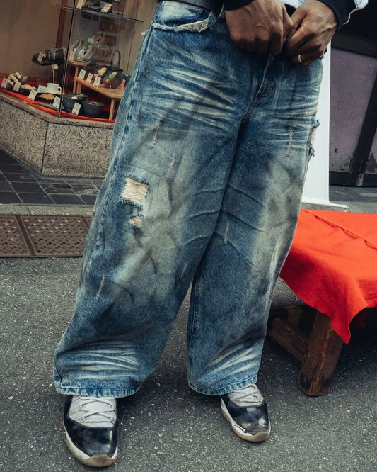 Heavy Distressed Baggy Denim