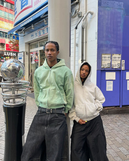 Distressed Pigment Zip Hoodie