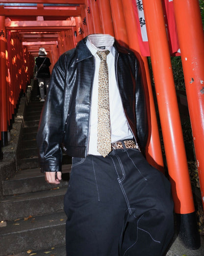 Croc-Embossed Leather Jacket