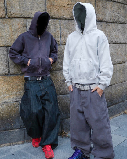 Distressed Pigment Zip Hoodie