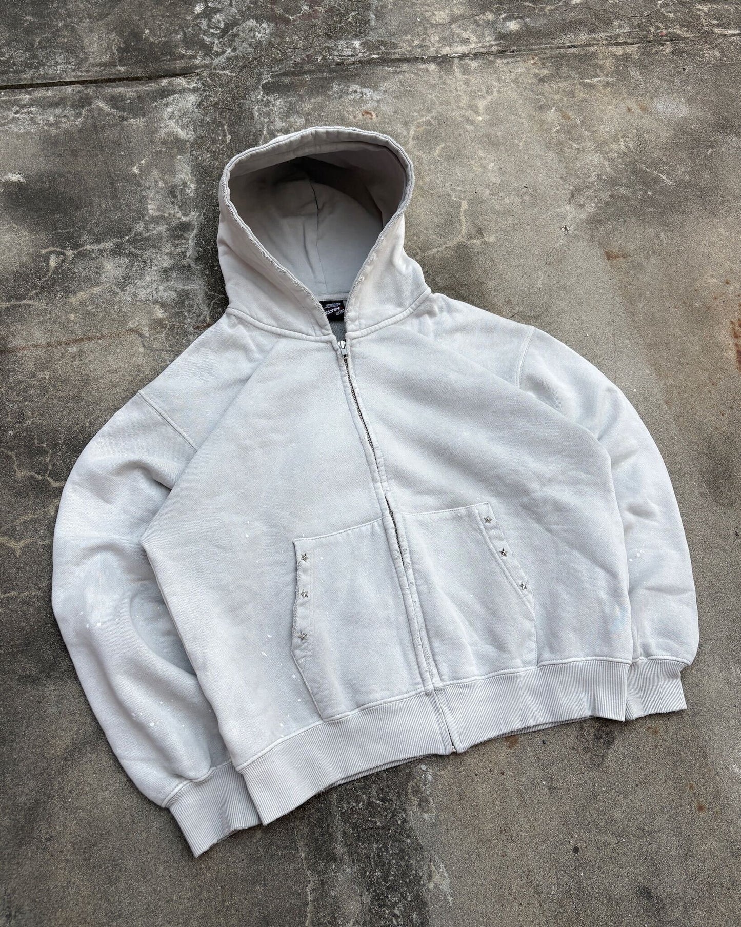 Distressed Pigment Zip Hoodie