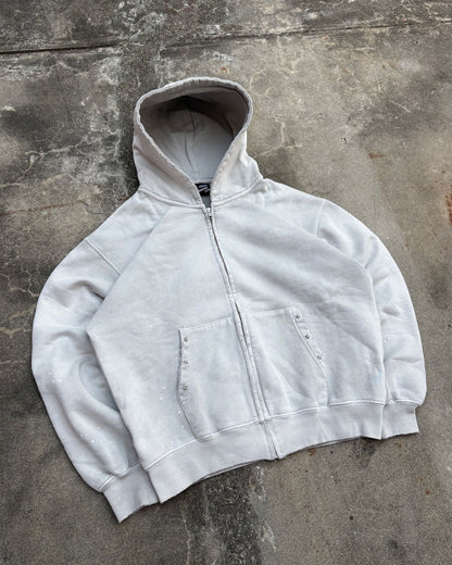 Distressed Pigment Zip Hoodie