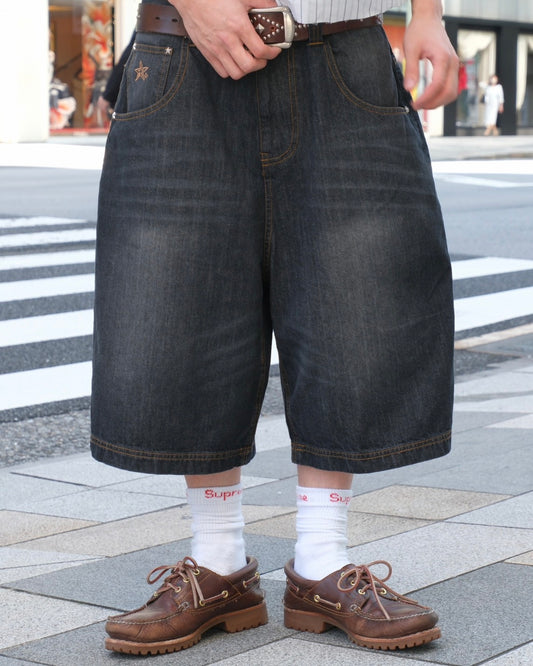 Star logo half shorts / Black