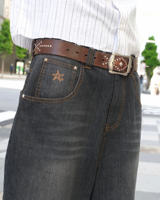 Star logo half shorts / Black