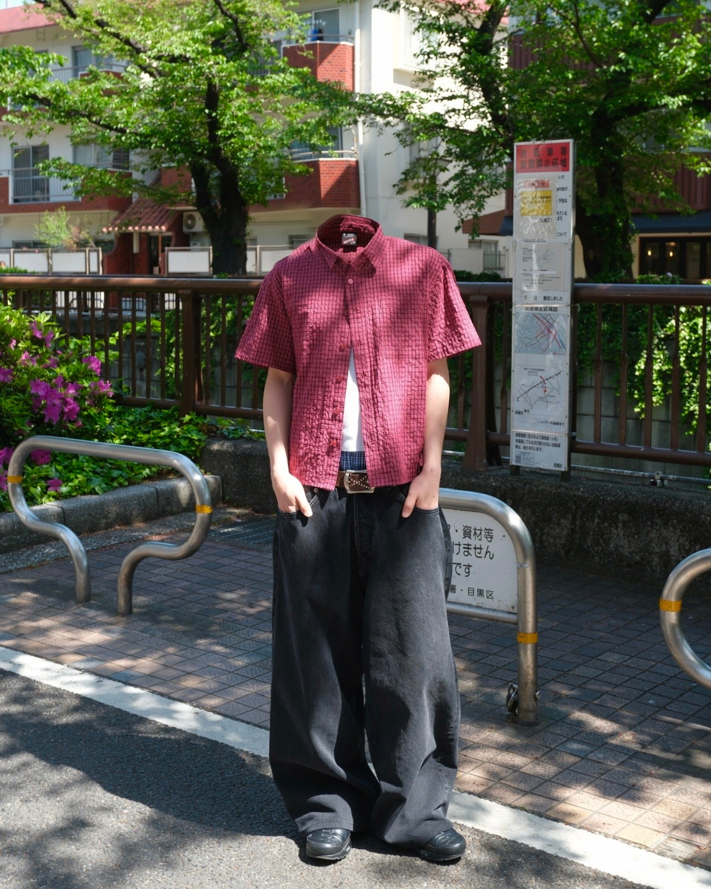 Cropped checkered shirt
