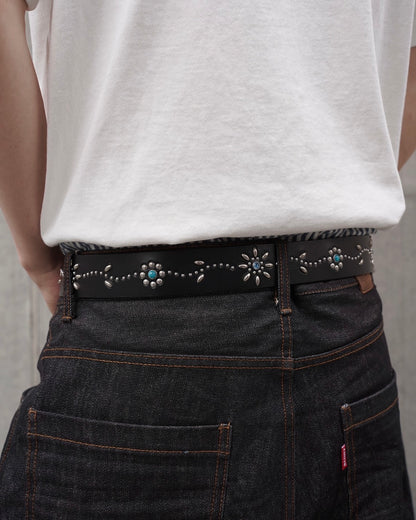 Leather studded belt