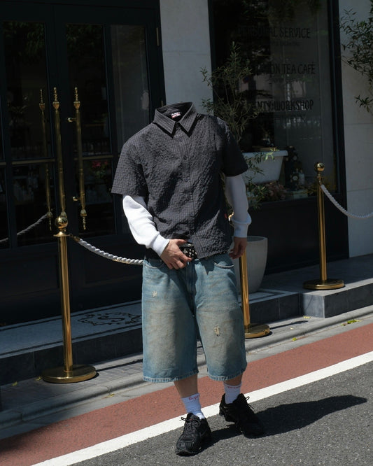 Cropped checkered shirt