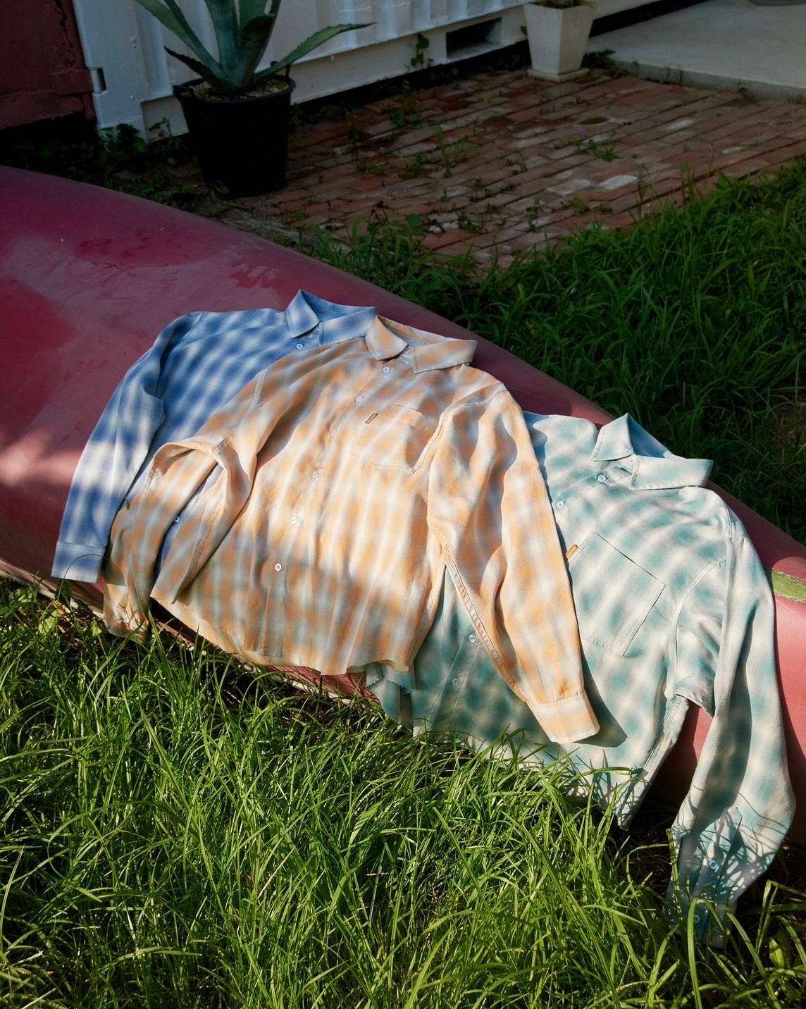 Tricolor Ombre Check Shirt