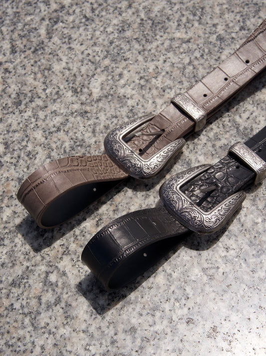 Western crocodile style belt