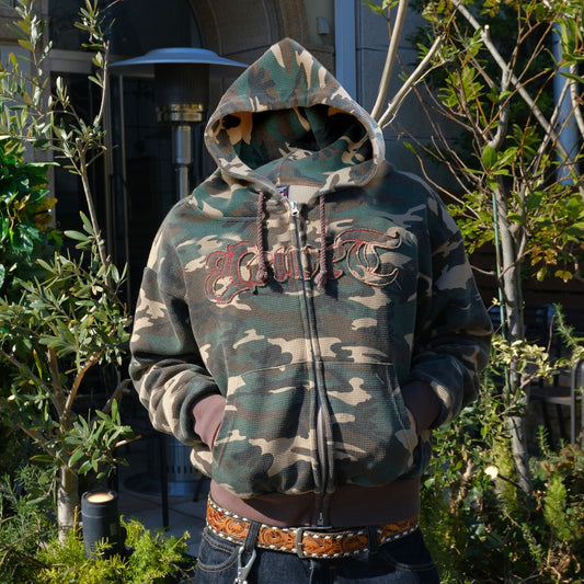 Cropped camo thermal hoodie