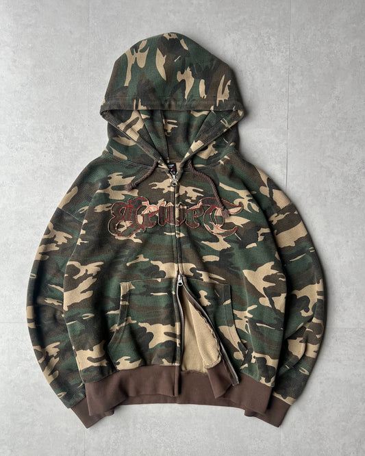 Cropped camo thermal hoodie