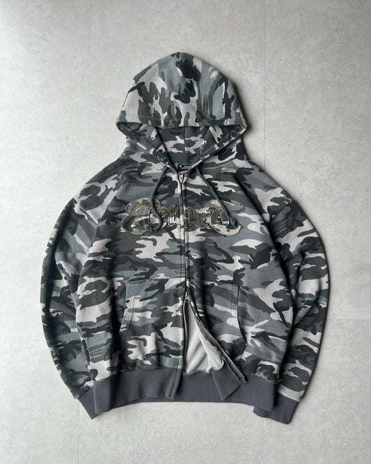 Cropped camo thermal hoodie