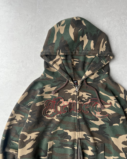 Cropped camo thermal hoodie