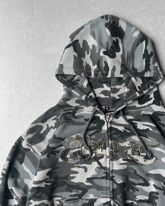 Cropped camo thermal hoodie
