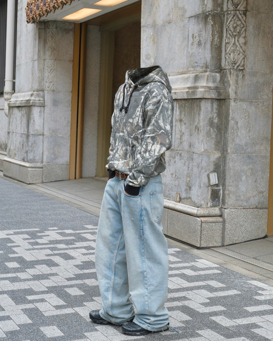 14.8oz camo Crop Zip Hoodie / White