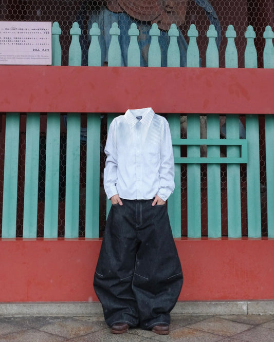 White Stripe/Check L/S Shirt