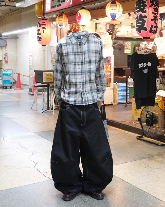 White Stripe/Check L/S Shirt