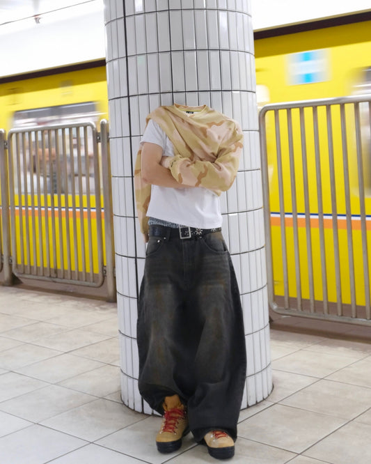 Mud-Washed Baggy Denim